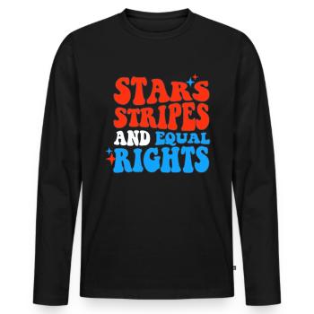 Star stripes and equality - Men's Premium Organic Long Sleeve Shirt - black - Front - Nico (187cm)