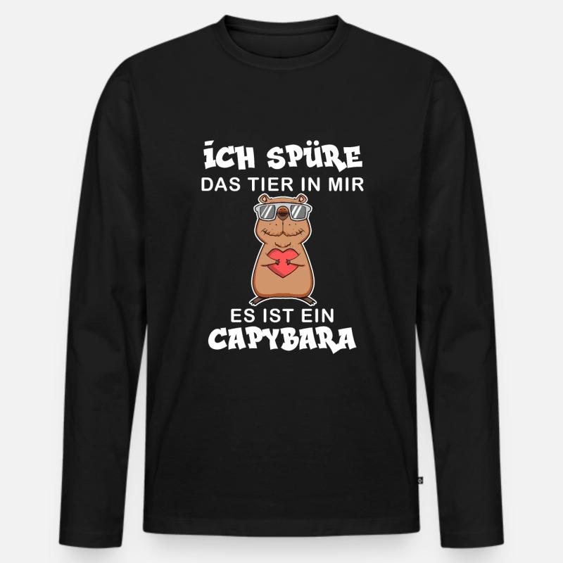 Capybara - Männer Premium Bio Langarmshirt - Schwarz