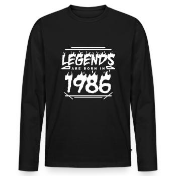 1986 - Jahrgang 1986 - Baujahr 1986 - Männer Premium Bio Langarmshirt - Schwarz - Vorne - Nico (187cm)