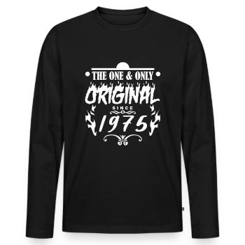 1975 - Baujahr 1975 - Jahrgang 1975 - Männer Premium Bio Langarmshirt - Schwarz - Vorne - Nico (187cm)