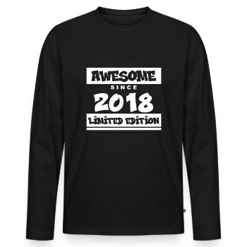 2018 - Vintage 2018 - Fantastic since 2018 - Men's Premium Organic Long Sleeve Shirt - black - Front - Nico (187cm)