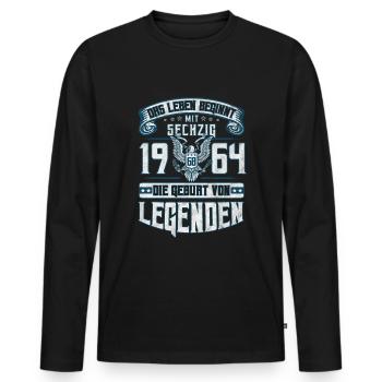 60 Geburtstag Jahrgang 1964 Jubiläum Geschenk - Männer Premium Bio Langarmshirt - Schwarz - Vorne - Nico (187cm)