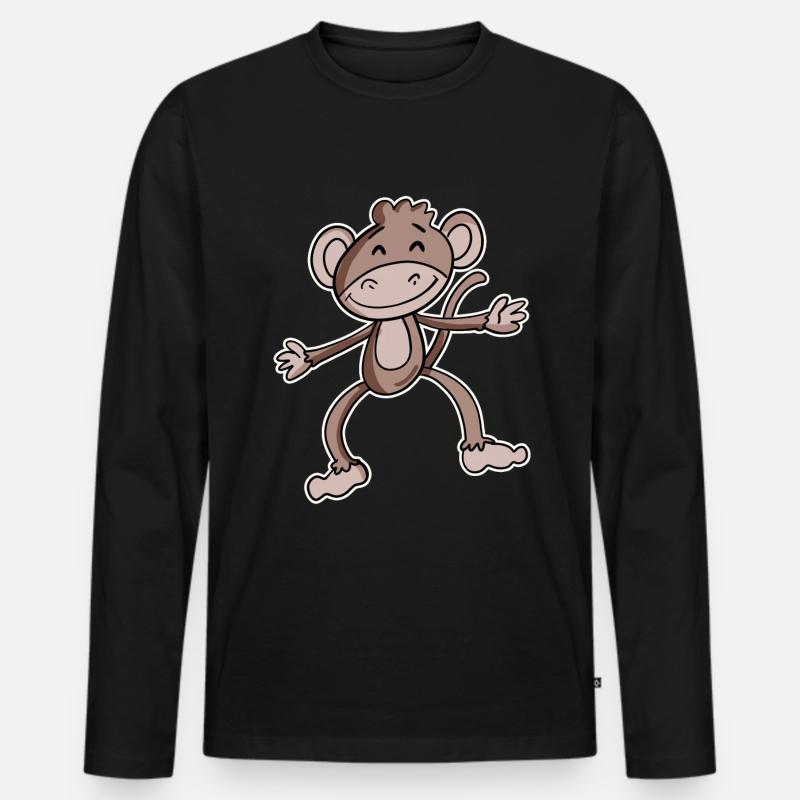 Affe - Männer Premium Bio Langarmshirt - Schwarz