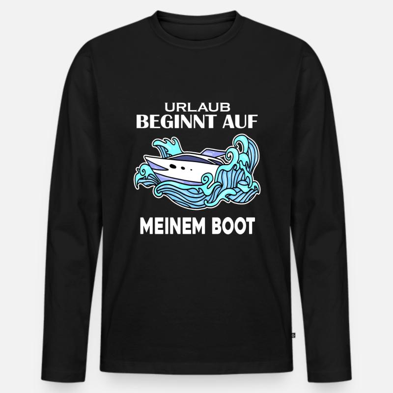Boot - Männer Premium Bio Langarmshirt - Schwarz