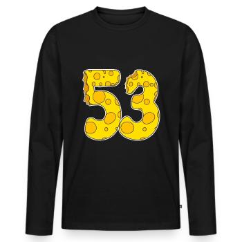 53 Jahre Lustig Käse - Männer Premium Bio Langarmshirt - Schwarz - Vorne - Nico (187cm)