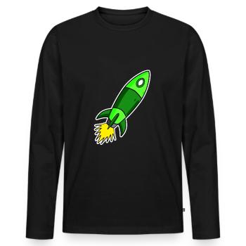 Rocket Motif - Green Rocket - Men's Premium Organic Long Sleeve Shirt - black - Front - Nico (187cm)
