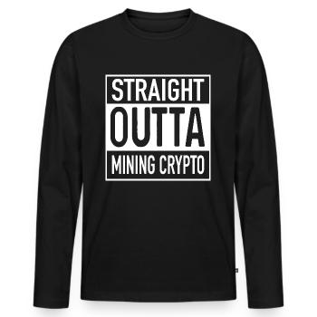 Straight OUTTA Mining Cypto - T-shirt manches longues Premium bio Homme - noir - Devant - Nico (187cm)