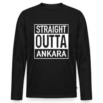 Straight OUTTA ANKARA - Männer Premium Bio Langarmshirt - Schwarz - Vorne - Nico (187cm)
