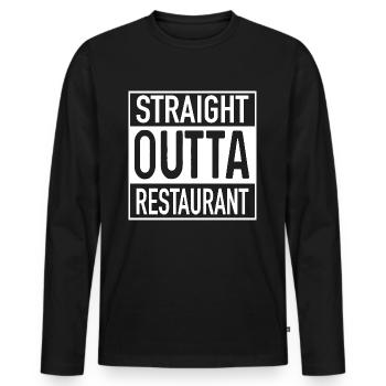 Straight OUTTA Restaurant - Männer Premium Bio Langarmshirt - Schwarz - Vorne - Nico (187cm)