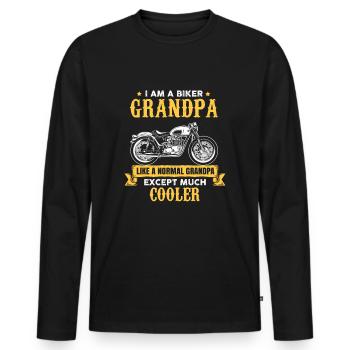 Cool Biker Grandpa Shirt - Motorcyclist - Chopper - Men's Premium Organic Long Sleeve Shirt - black - Front - Nico (187cm)