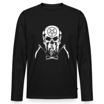 Scythe and skull skull - Men's Premium Organic Long Sleeve Shirt - black - Front - Nico (187cm)