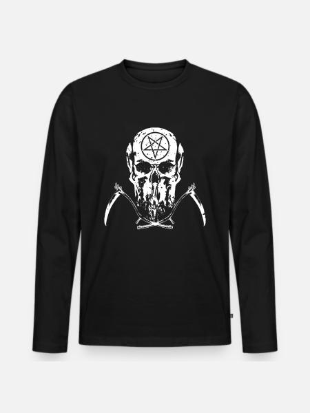 Scythe and skull skull - Men's Premium Organic Long Sleeve Shirt - black