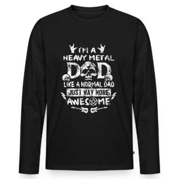 Crâne de papa en métal lourd - T-shirt manches longues Premium bio Homme - noir - Devant - Nico (187cm)