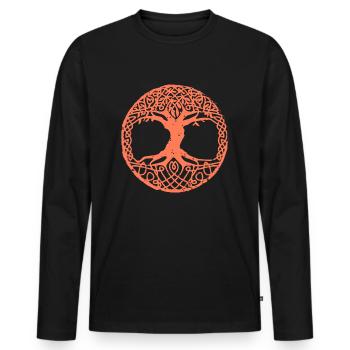 Arbre de vie - T-shirt manches longues Premium bio Homme - noir - Devant - Nico (187cm)