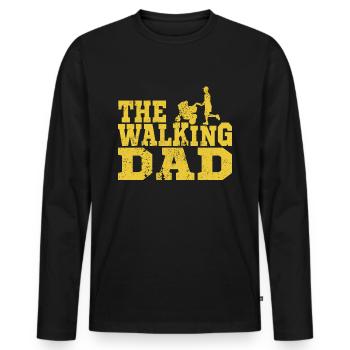 The running dad with baby carriage - Men's Premium Organic Long Sleeve Shirt - black - Front - Nico (187cm)