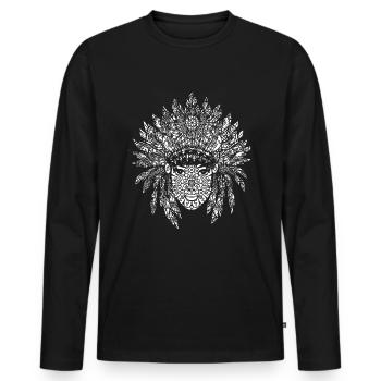 Indian face mandala jewelry - Men's Premium Organic Long Sleeve Shirt - black - Front - Nico (187cm)