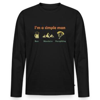 Paroles de parapente I Bière et montagnes - T-shirt manches longues Premium bio Homme - noir - Devant - Nico (187cm)