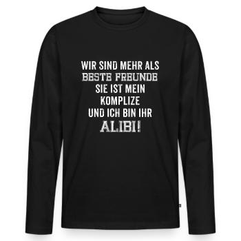 Beste Freundin Geschenk T-Shirt - Männer Premium Bio Langarmshirt - Schwarz - Vorne - Nico (187cm)