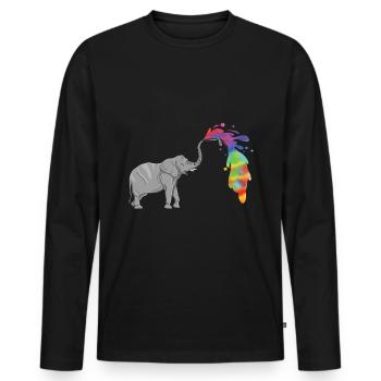 Elephant colorful fountain - Men's Premium Organic Long Sleeve Shirt - black - Front - Nico (187cm)