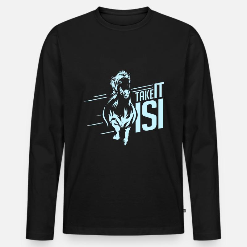 Islandpferd - Männer Premium Bio Langarmshirt - Schwarz