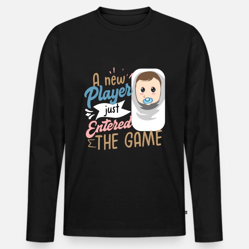 Schwanger Baby Mutter - Männer Premium Bio Langarmshirt - Schwarz