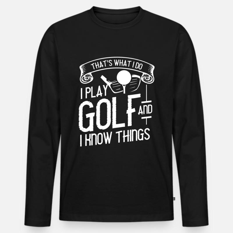 Golfer Golf - Männer Premium Bio Langarmshirt - Schwarz