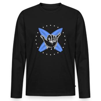 Surf surfeur surfeur - T-shirt manches longues Premium bio Homme - noir - Devant - Nico (187cm)