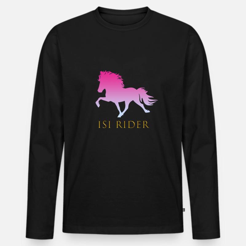 Islandpferd - Männer Premium Bio Langarmshirt - Schwarz