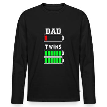 DAD TWINS - father twins - Men's Premium Organic Long Sleeve Shirt - black - Front - Nico (187cm)