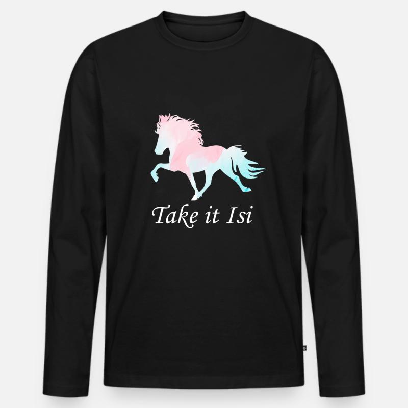 Islandpferd - Männer Premium Bio Langarmshirt - Schwarz