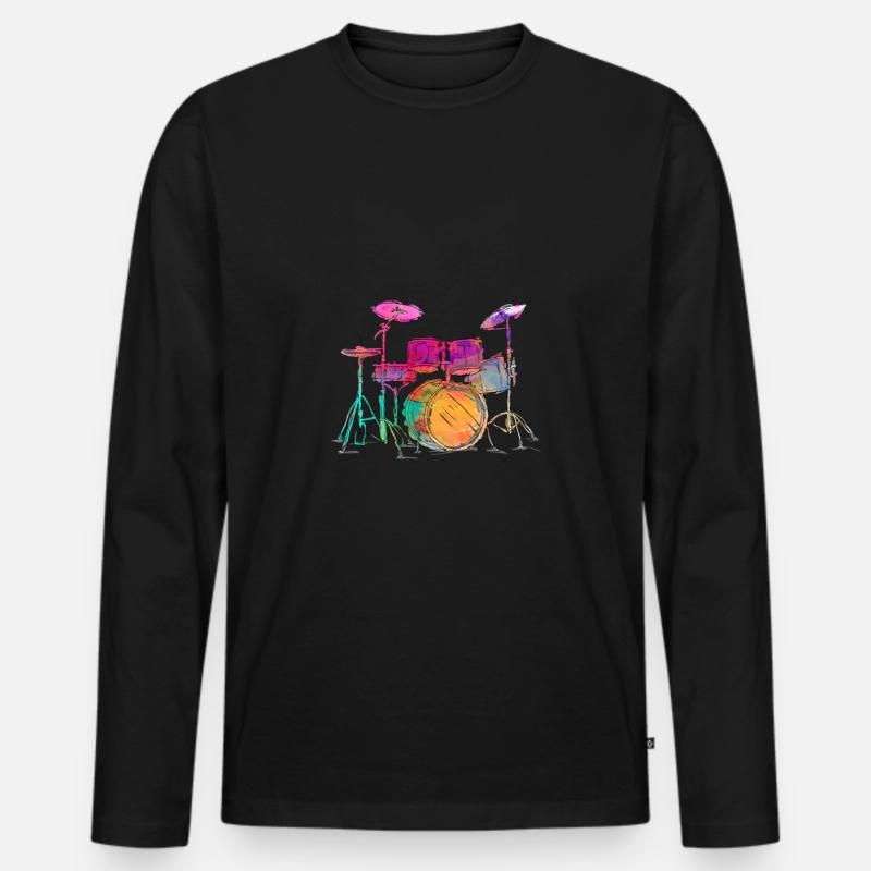 Drummer - Männer Premium Bio Langarmshirt - Schwarz
