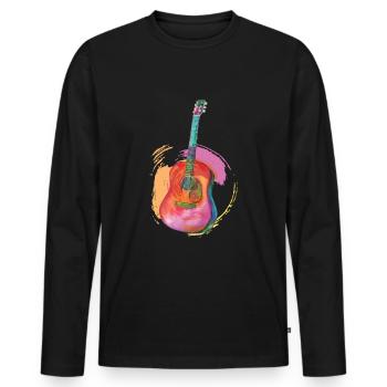 Gitarist - Mannen Premium Bio shirt met lange mouwen - zwart - Voor - Nico (187cm)