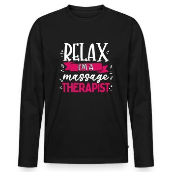 Massage Therapist - T-shirt manches longues Premium bio Homme - noir - Devant - Nico (187cm)