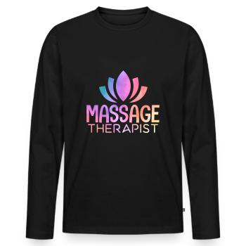 Massage Therapist - T-shirt manches longues Premium bio Homme - noir - Devant - Nico (187cm)