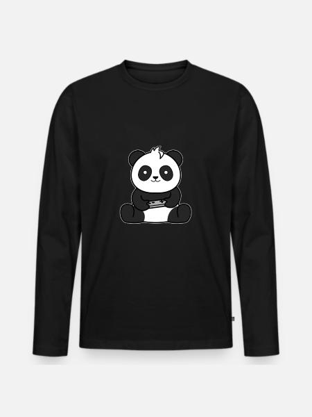 Cute PANDA GAMER revised - Men's Premium Organic Long Sleeve Shirt - black