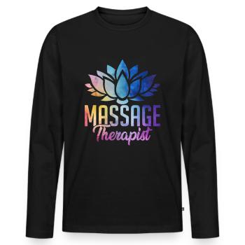 Massage Therapist - T-shirt manches longues Premium bio Homme - noir - Devant - Nico (187cm)