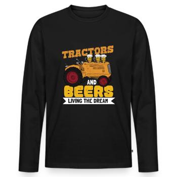 Tractors And Beers Living The Dream Trecker Beer - Men's Premium Organic Long Sleeve Shirt - black - Front - Nico (187cm)