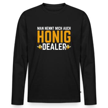 Man nennt mich auch Honig dealer - Männer Premium Bio Langarmshirt - Schwarz - Vorne - Nico (187cm)