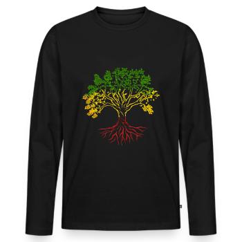 Tree Roots Rasta Lion Reggae good vibes - Männer Premium Bio Langarmshirt - Schwarz - Vorne - Nico (187cm)