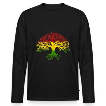 Tree Roots Rasta Lion Reggae bonnes vibrations - T-shirt manches longues Premium bio Homme - noir - Devant - Nico (187cm)
