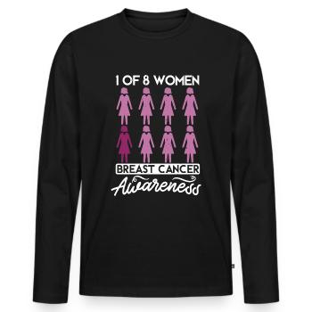 1 femme sur 8 sensibilisation au cancer du sein - T-shirt manches longues Premium bio Homme - noir - Devant - Nico (187cm)