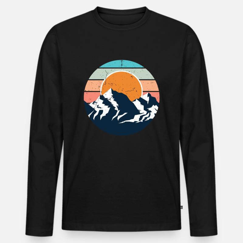 Herzschlag Berge - Männer Premium Bio Langarmshirt - Schwarz