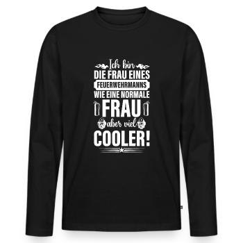 Feuerwehrmann ich bin die Frau eines - Männer Premium Bio Langarmshirt - Schwarz - Vorne - Nico (187cm)