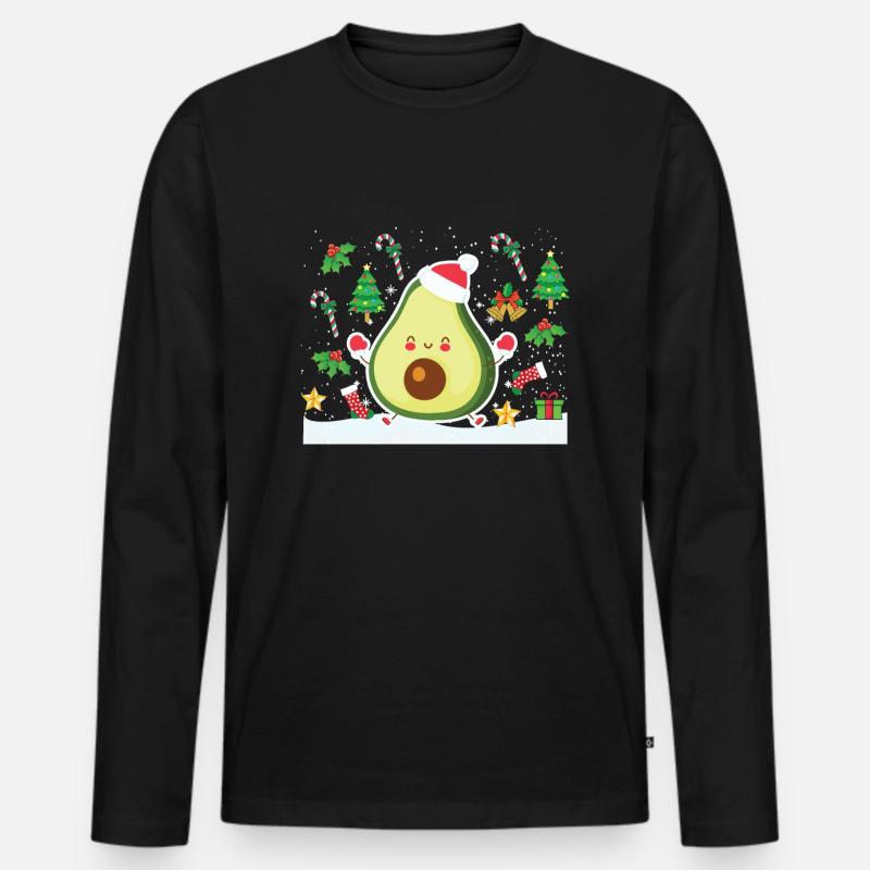 Avocado Weihnachten - Männer Premium Bio Langarmshirt - Schwarz