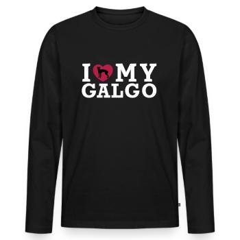 I Love my Galgo Galgos Hunderasse mit Herz Shirt - Männer Premium Bio Langarmshirt - Schwarz - Vorne - Nico (187cm)