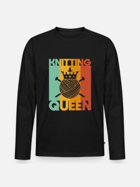 Knitting Queen Knitting - Men's Premium Organic Long Sleeve Shirt - black
