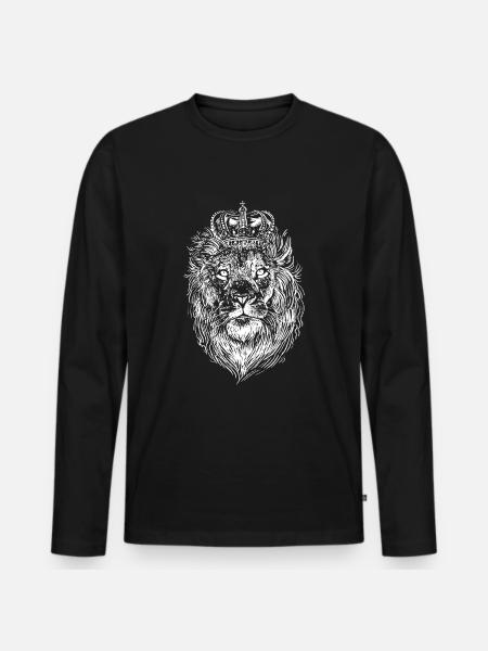 Lion with crown hand drawn - Men's Premium Organic Long Sleeve Shirt - black