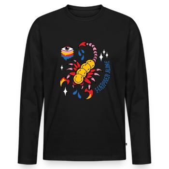Trippy Tausendfüßler Tattoo - Männer Premium Bio Langarmshirt - Schwarz - Vorne - Nico (187cm)
