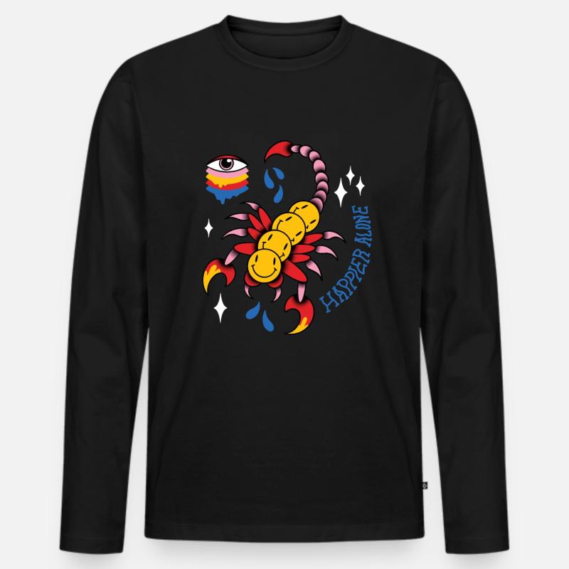 Trippy Tausendfüßler Tattoo - Männer Premium Bio Langarmshirt - Schwarz