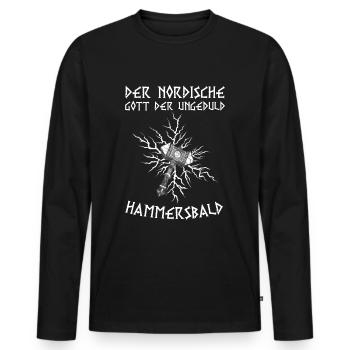 Nordische Mythologie Geduld Ungeduld - Männer Premium Bio Langarmshirt - Schwarz - Vorne - Nico (187cm)
